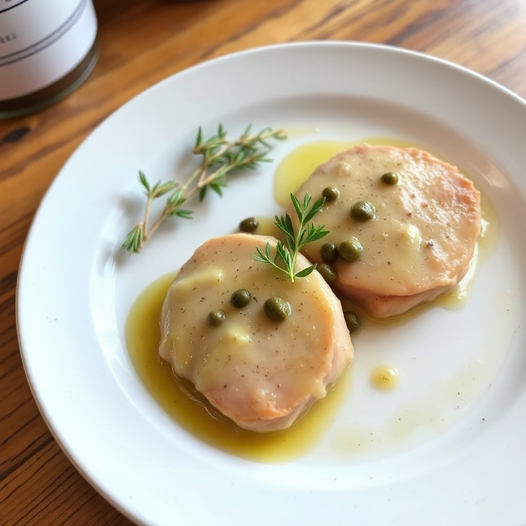 Schweinemedaillons mit Zitronen-Kapern-Buttersoße