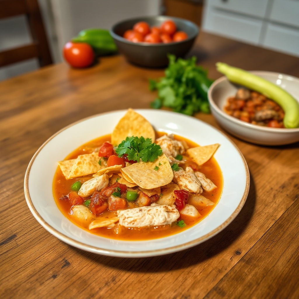 Herzhafte Hühner-Tortilla-Suppe