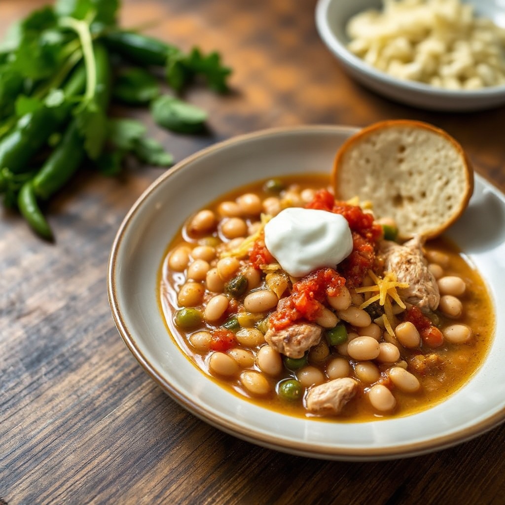 Herzhafter weiße Bohnen-Hühnchen-Chili