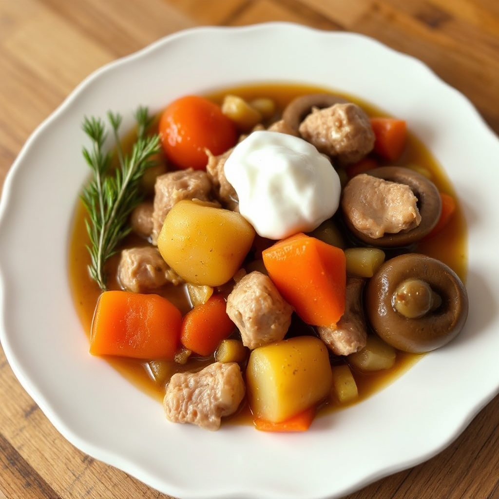 Herzhafter Schweine- und Gemüseeintopf
