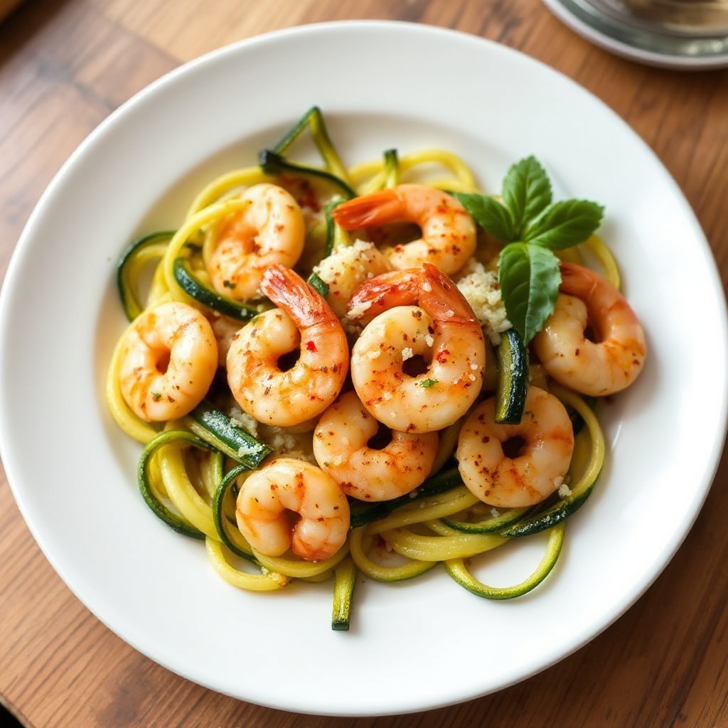 Delizia di Zucchine e Gamberi Scampi