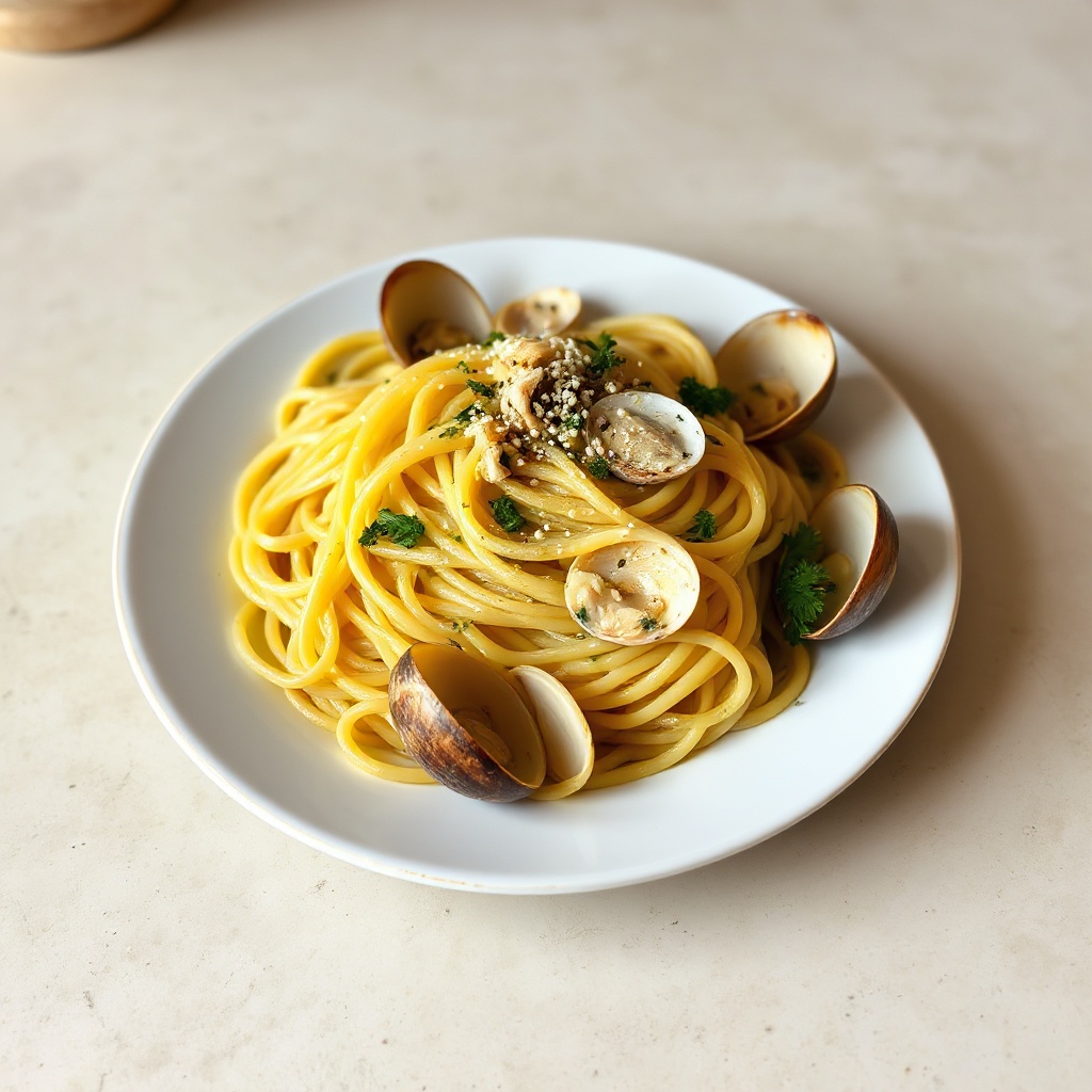 Knoblauchbutter-Linguine mit Muscheln