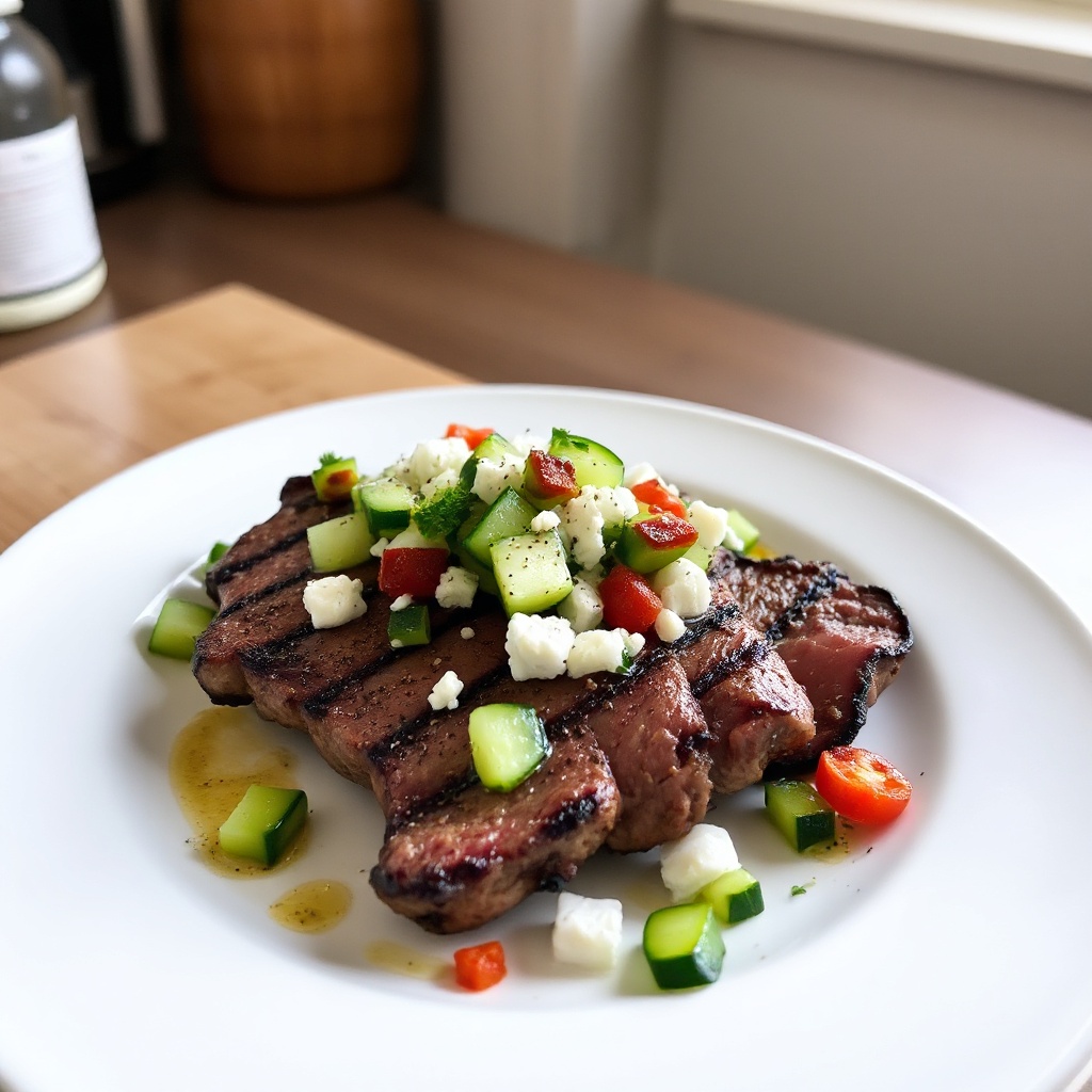 Grilled Flank Steak with Tangy Cucumber Relish