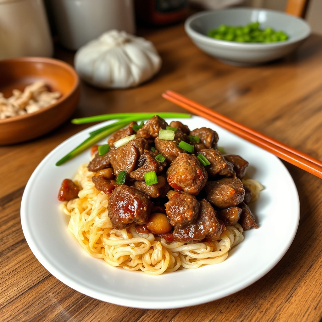 Herzhafter Mongolischer Lamm-Wok