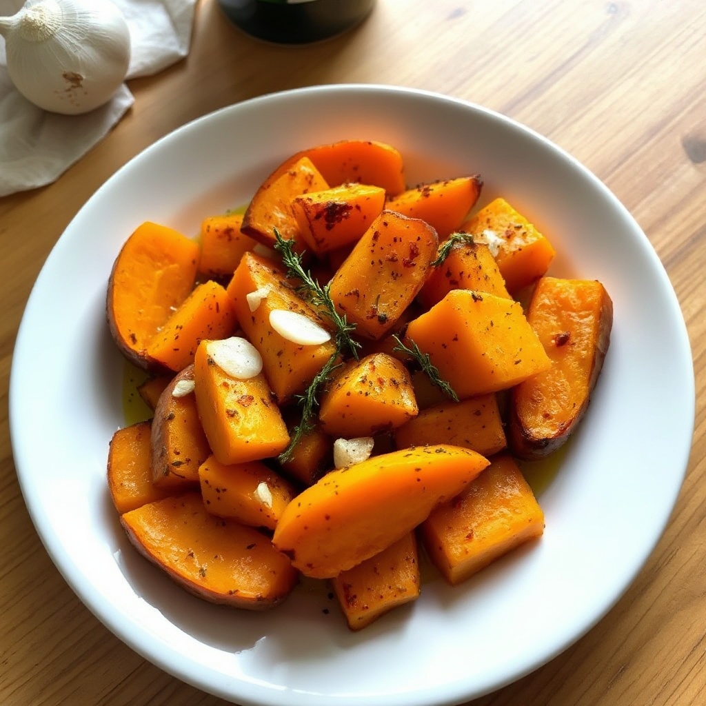 Garlic and Herb Roasted Sweet Potatoes