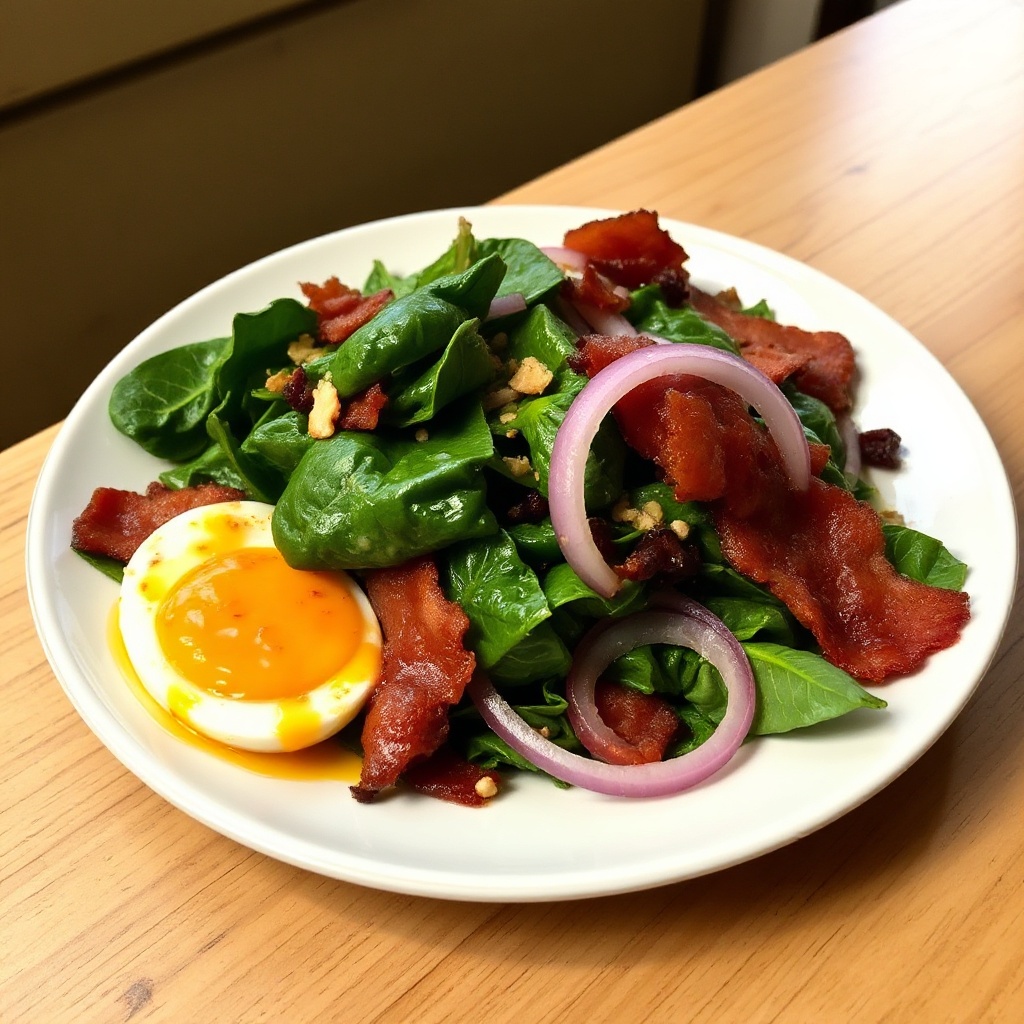 Insalata Calda di Spinaci e Bacon con Salsa Piccante