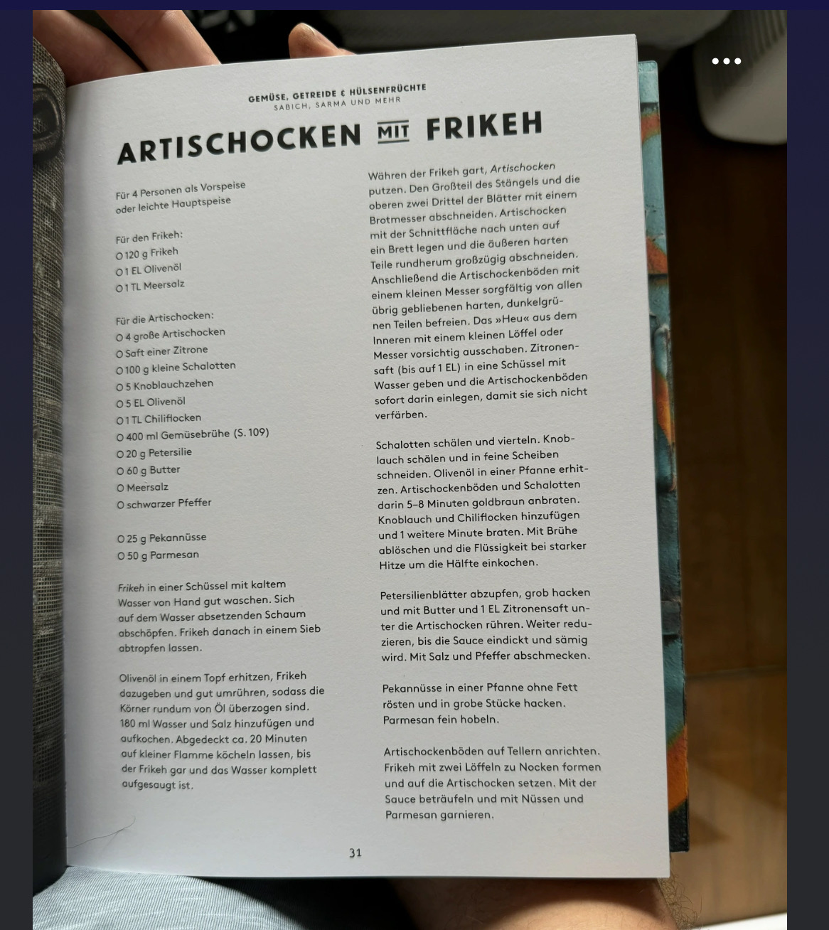 Artischocken mit Frikeh