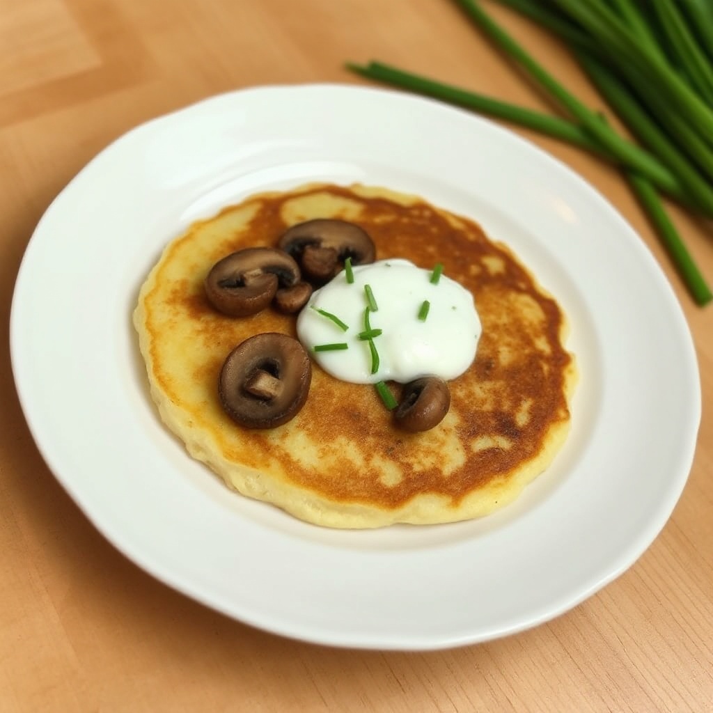Herzhafte Pilzpfannkuchen mit Schnittlauchcreme