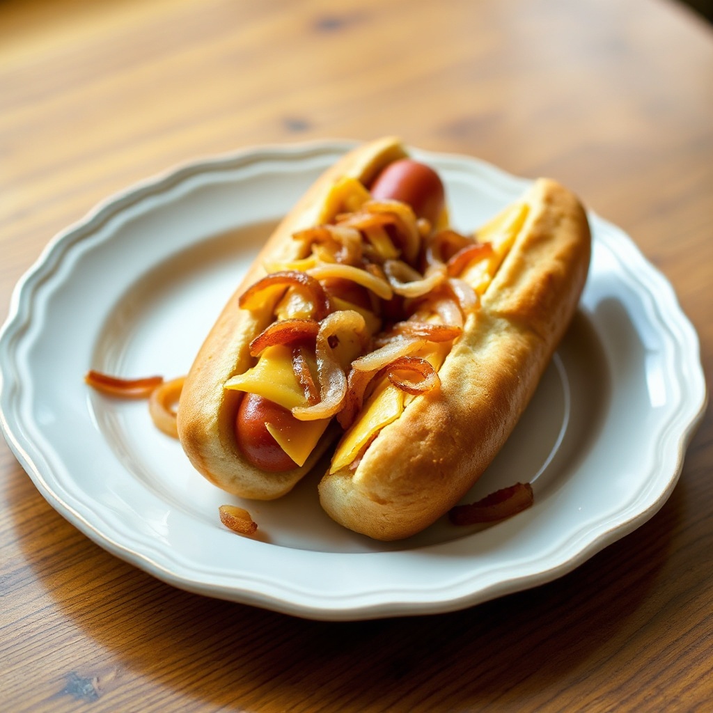 Hot Dog Ripieni di Cheddar con Cipolle Dolce e Piccanti