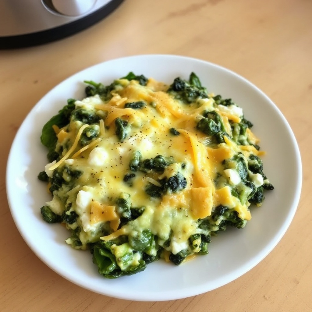 Slow Cooker Cheesy Spinach Bake
