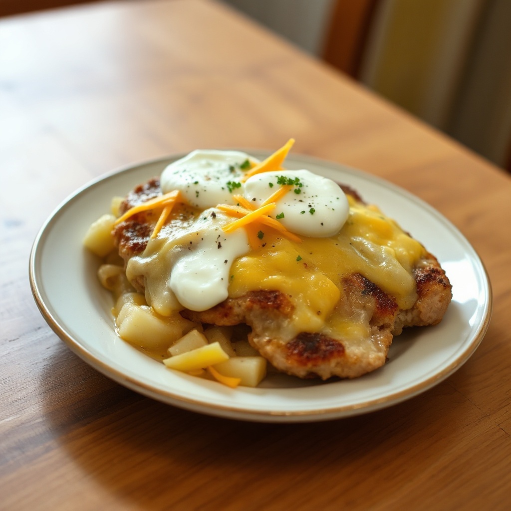 Cheesy Pork Chop Potato Bake