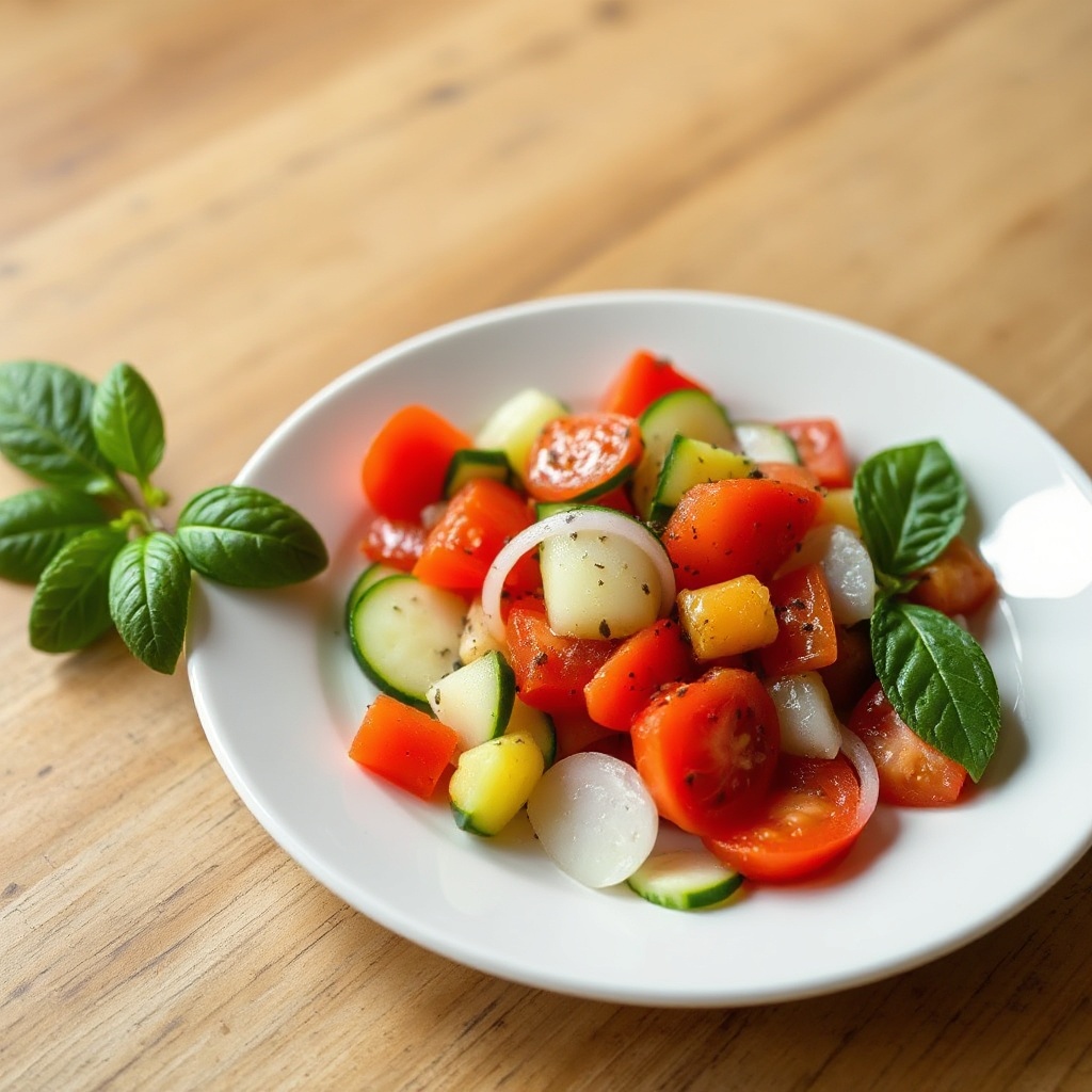 Würziger Tomaten- und Gurkensalat