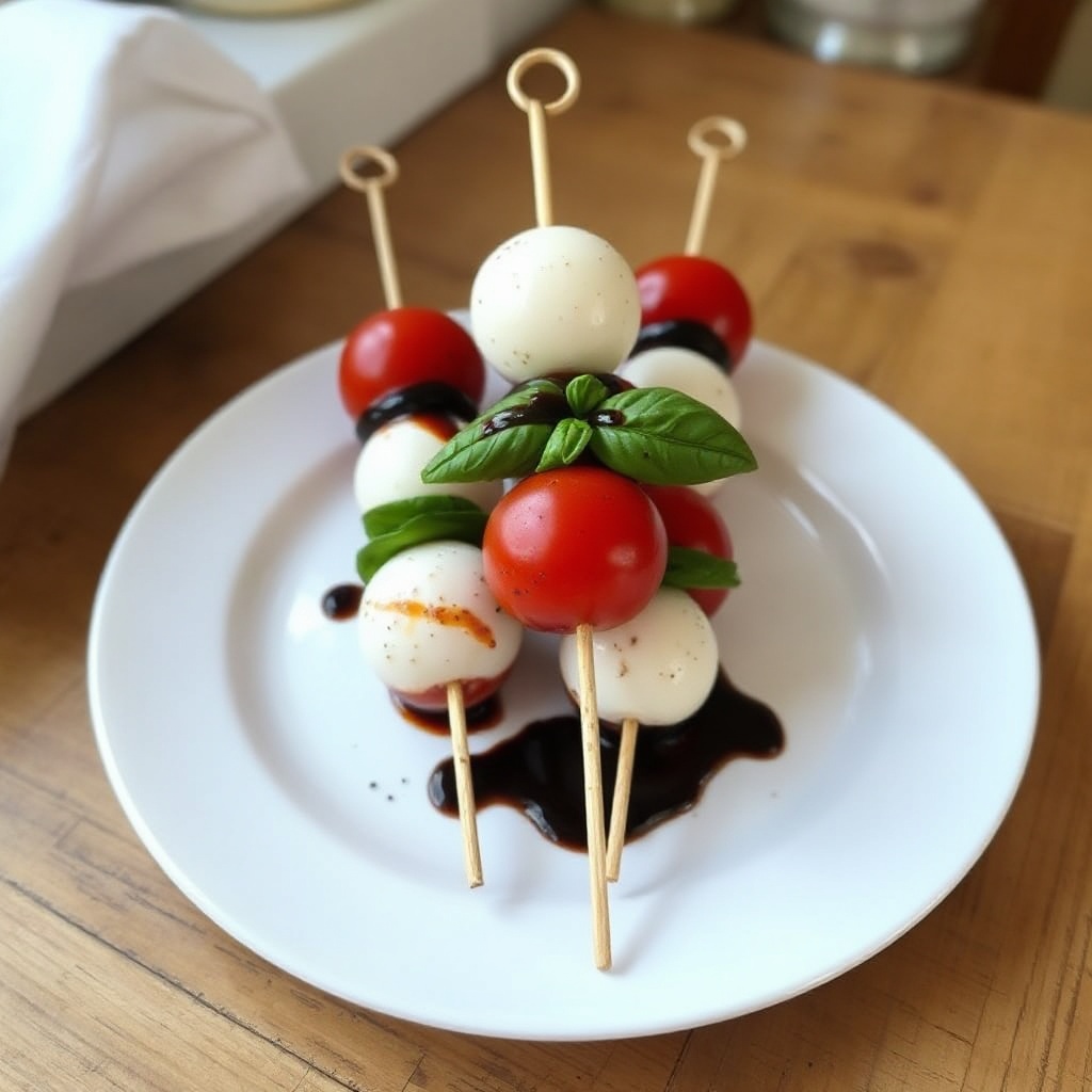 Caprese-Spieße mit Balsamico-Glasur