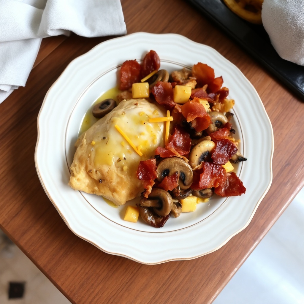 Pollo al Forno Salato con Funghi e Pancetta