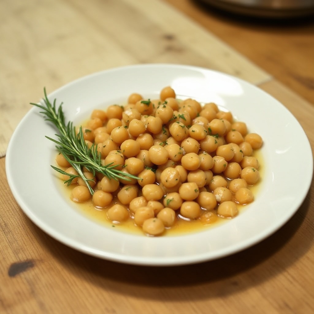 Langsame Kochkichererbsen mit Knoblauch und Kräutern