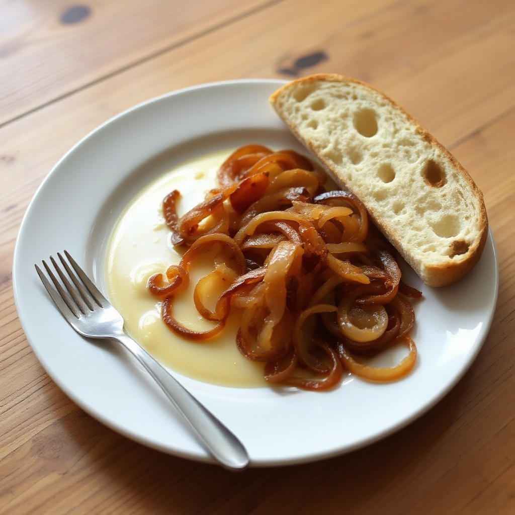 Swiss Cheese Fondue with Caramelized Onions