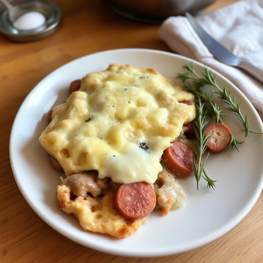 Wurst und Kräuter Yorkshire Auflauf