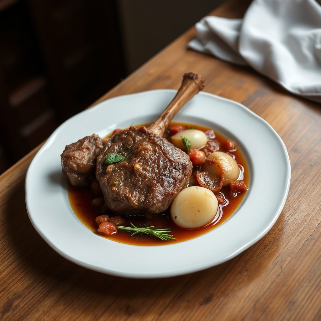 Tender Braised Lamb with Herb Infused Sauce
