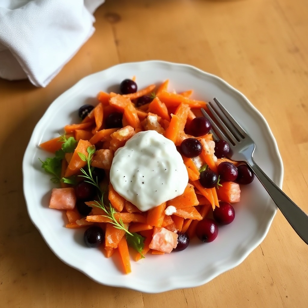 Insalata di Carote e Mirtilli Rossi con Salsa Cremosa agli Agrumi