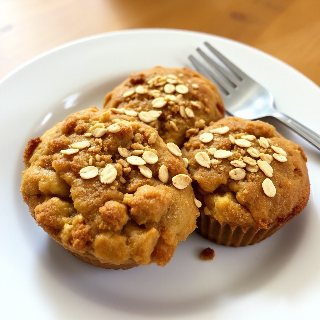Gewürzte Apfelmus-Muffins mit Hafer-Topping