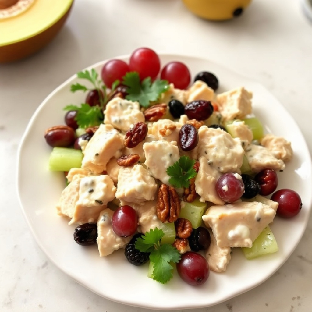 Cremiger Hähnchen- und Obstsalat