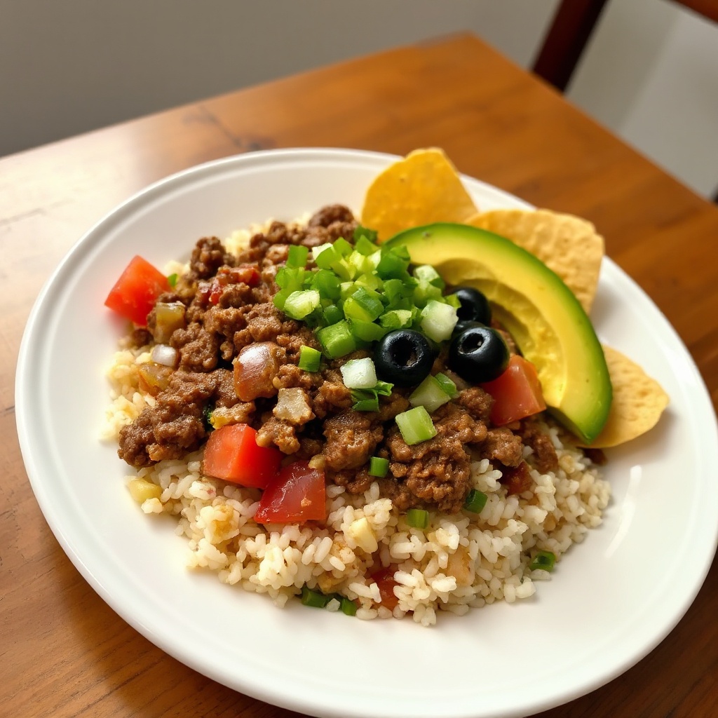 Herzhafter Rindfleisch-Reis-Pfanne