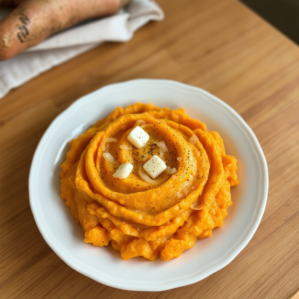 Purè di Patate Dolci Cremoso con Cipolle Dorate