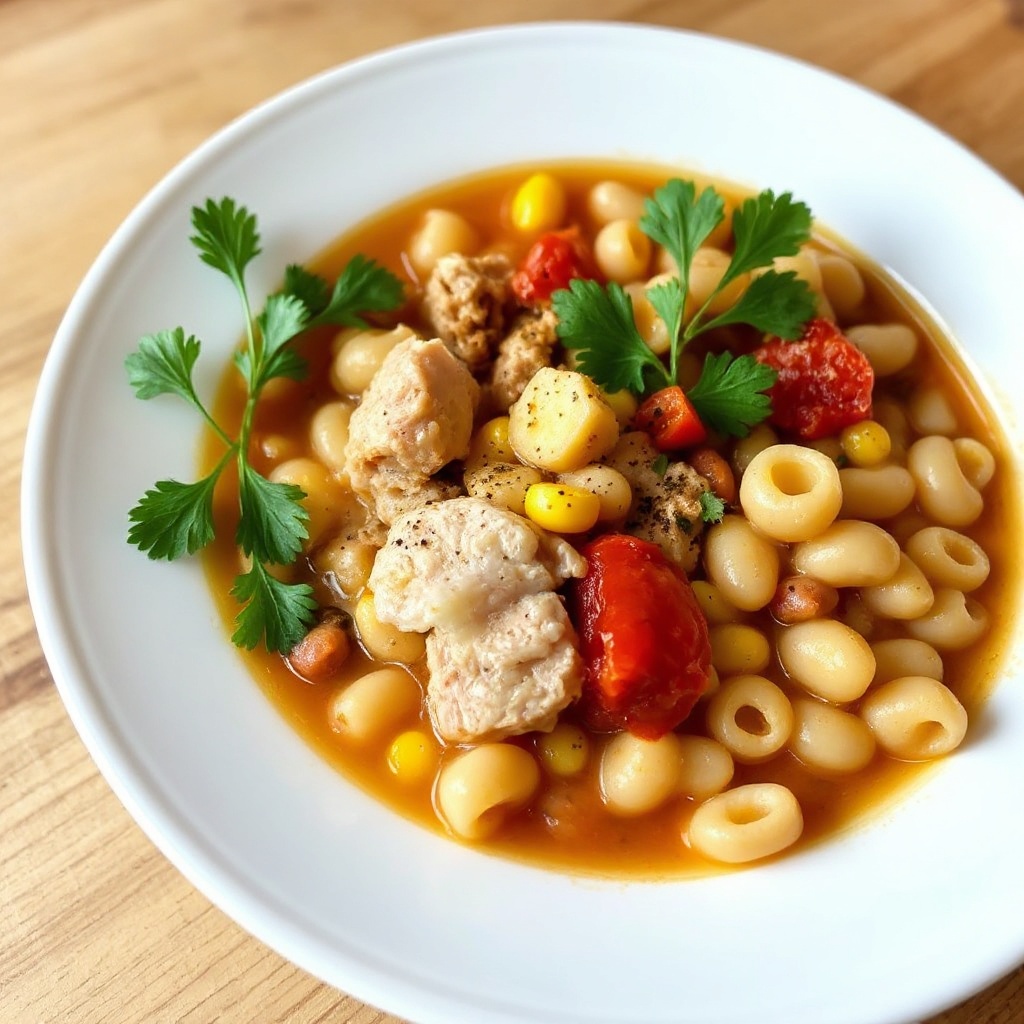 Herzhafter Truthahn-Makkaroni-Suppe
