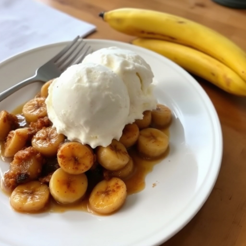 Karamellisierte Bananenfreude mit Eiscreme