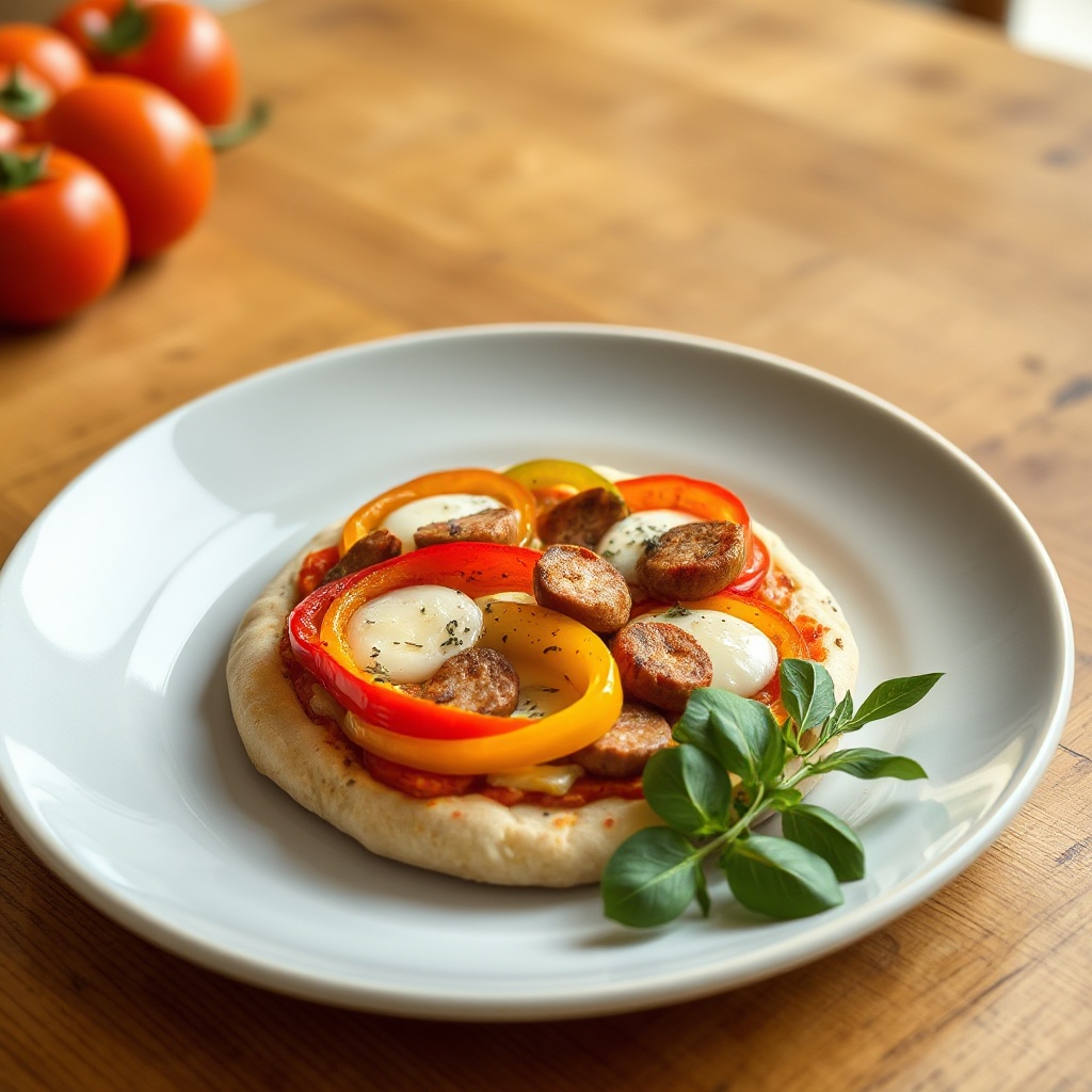 Pizza Colorata con Peperoni e Salsiccia