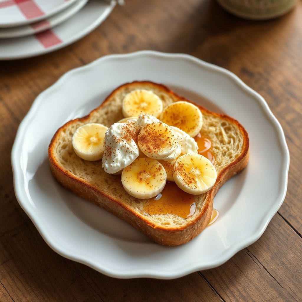 Toast per Colazione con Banana e Ricotta
