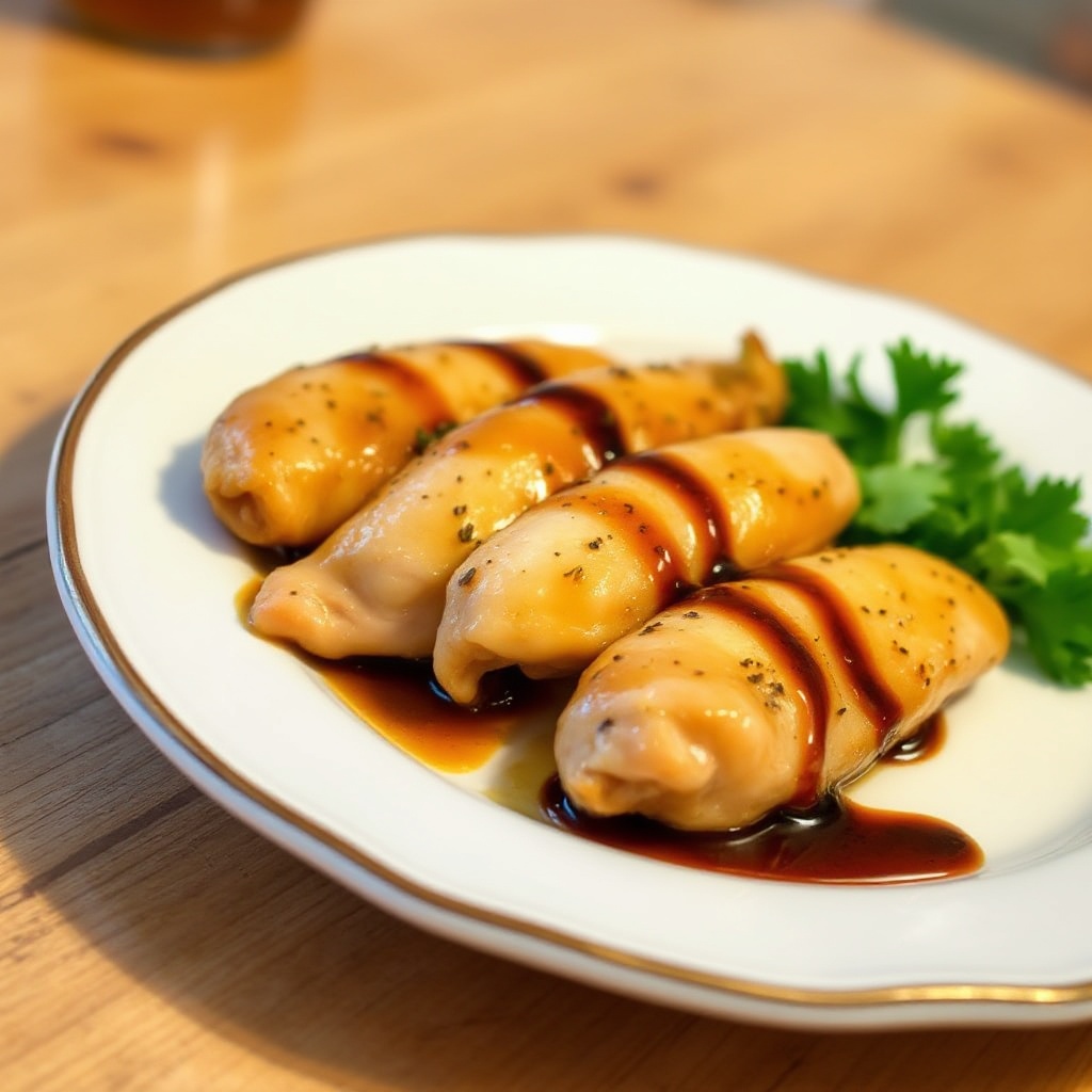 Glasierte Hähnchenstreifen mit Honig-Balsamico-Sauce