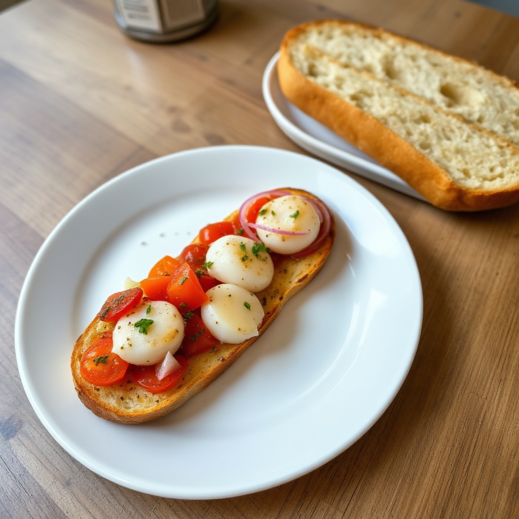 Seared Scallop Tomato Bruschetta
