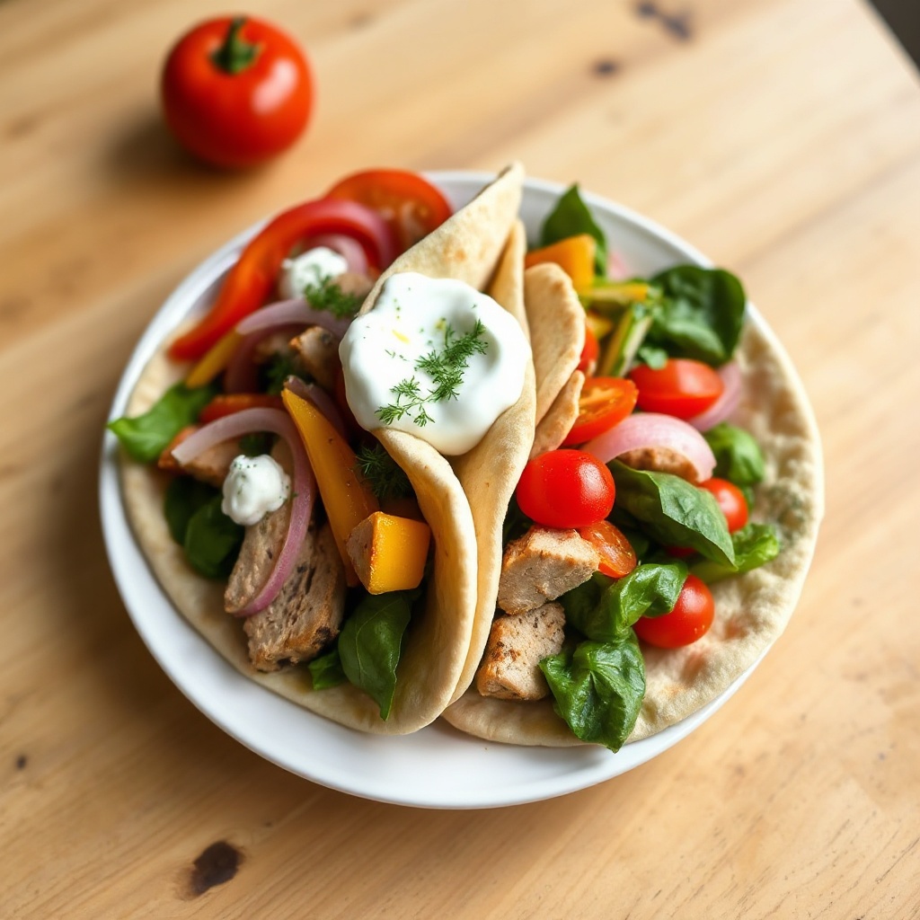 Herzhafte Schweinefleisch- und Gemüse-Pitas