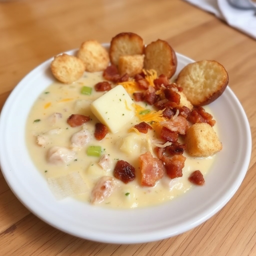 Zuppa Cremosa di Patate con Bacon e Cheddar