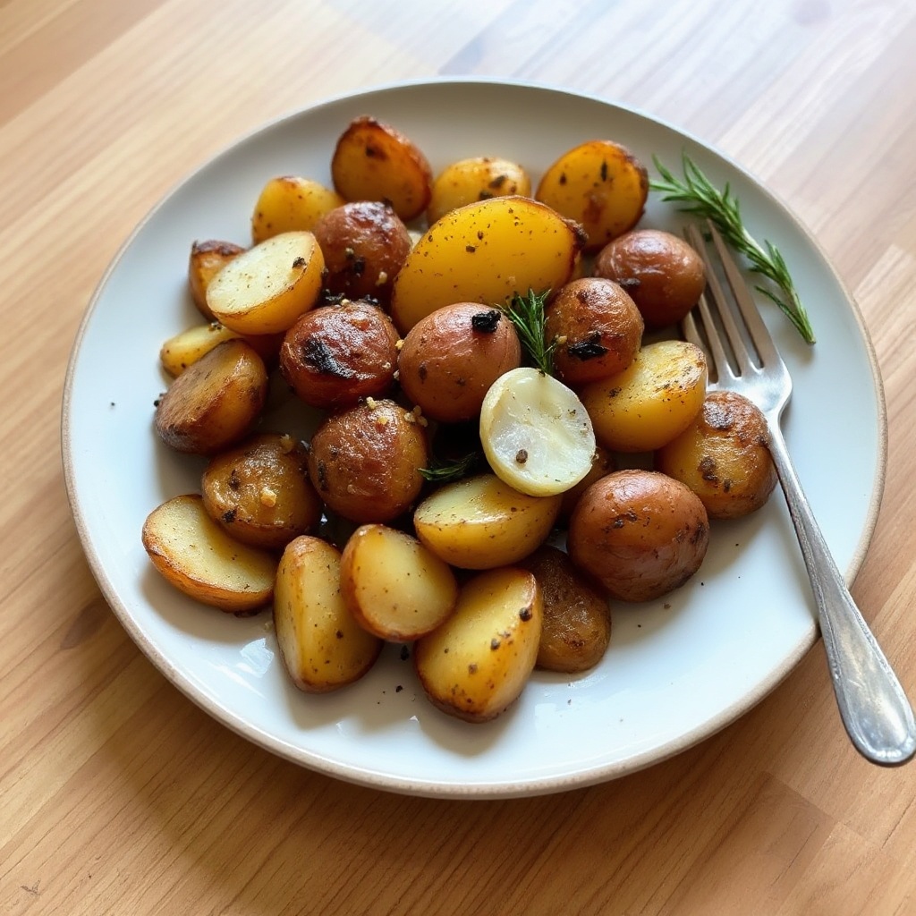 Herb-Infused Mustard Roasted Potatoes with Shallots and Garlic