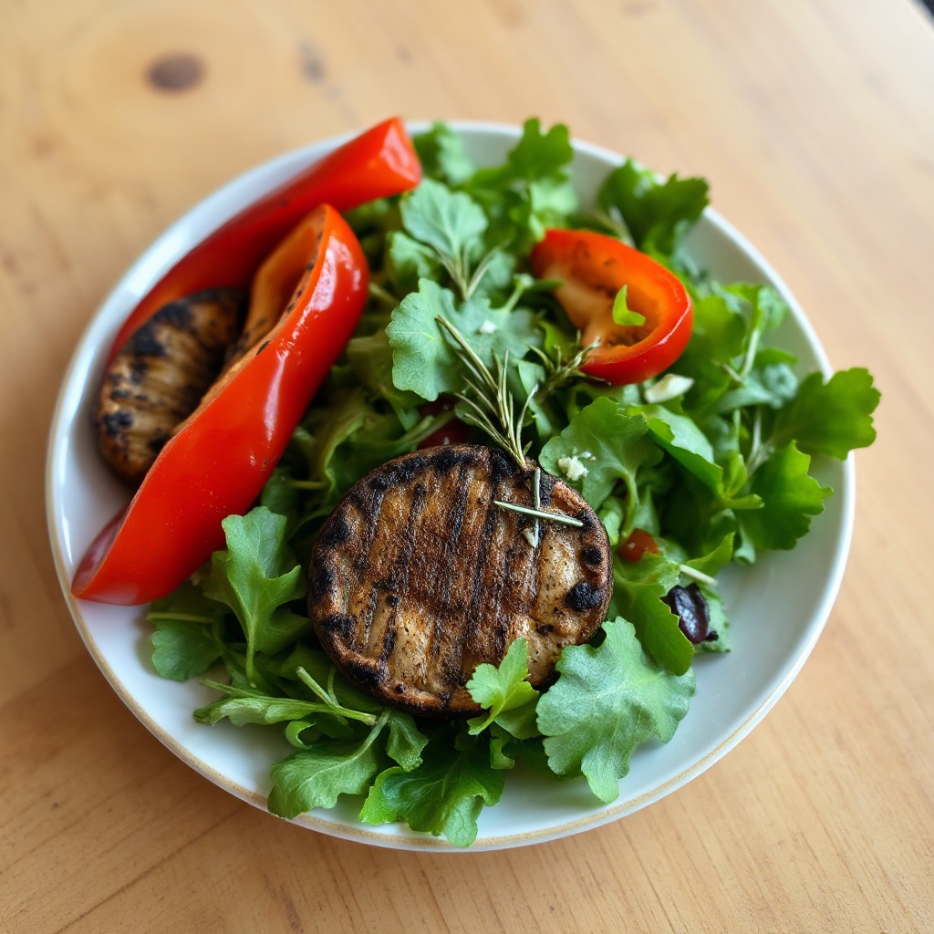 Gegrillter Pilz- und Paprikasalat mit Kräuter-Vinaigrette