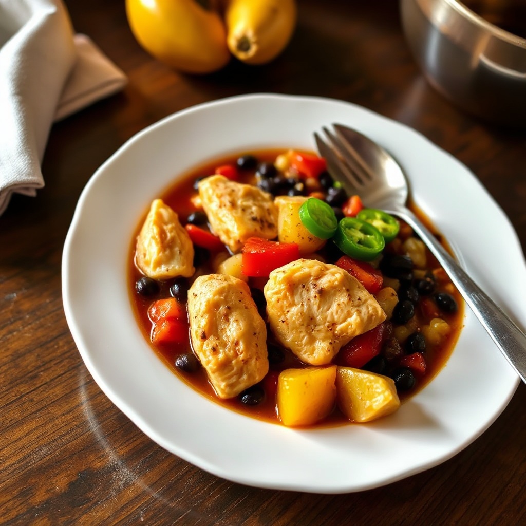 Gewürzte Hähnchen- und Schwarze-Bohnen-Suppe