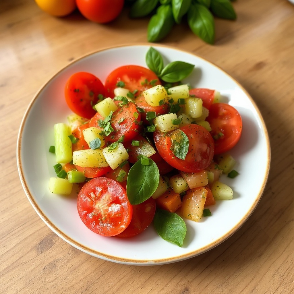 Kräuter-Tomatensalat mit Basilikum-Vinaigrette