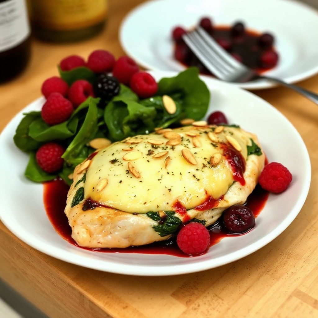 Herbed Cheese-Stuffed Chicken with Berry Glaze