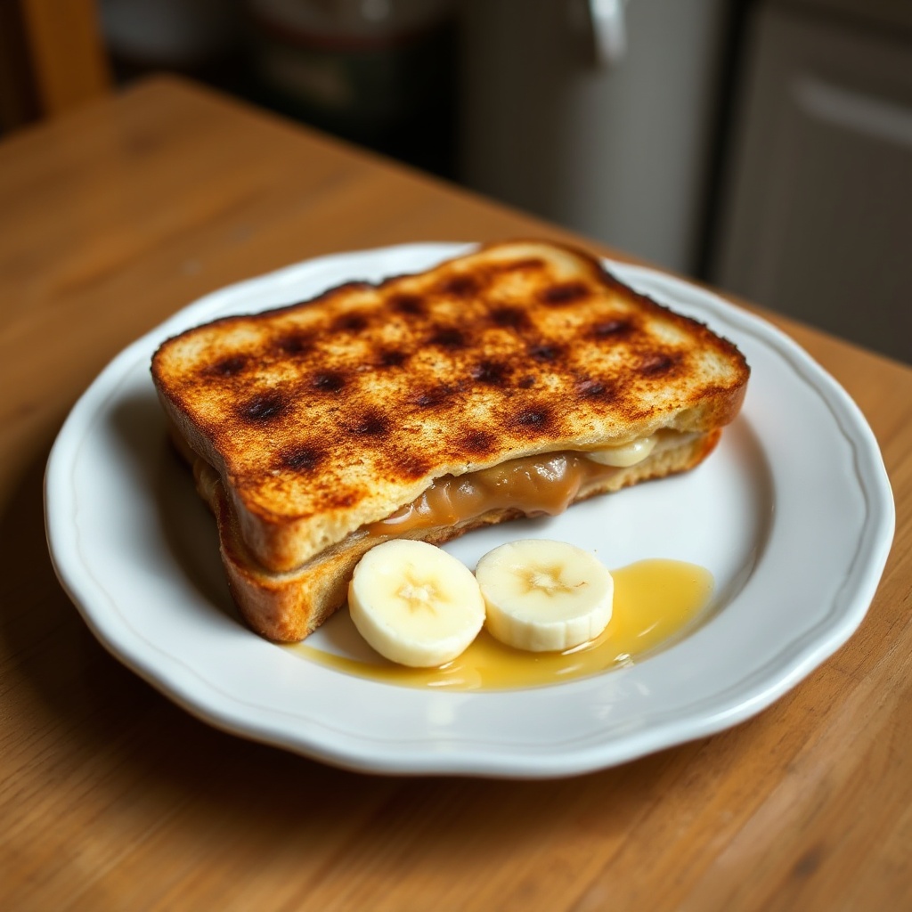Goldene Gegrillte Erdnussbutter-Bananen-Sandwich