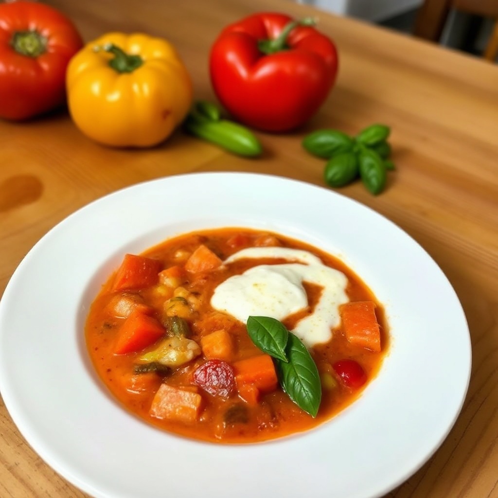Cremige geröstete Paprika-Tomaten-Suppe