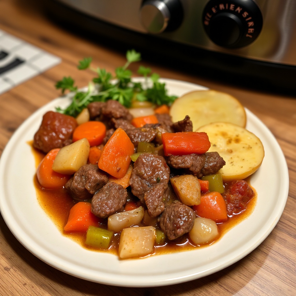 Herzhafter Rindfleisch- und Gemüse-Eintopf aus dem Slow Cooker