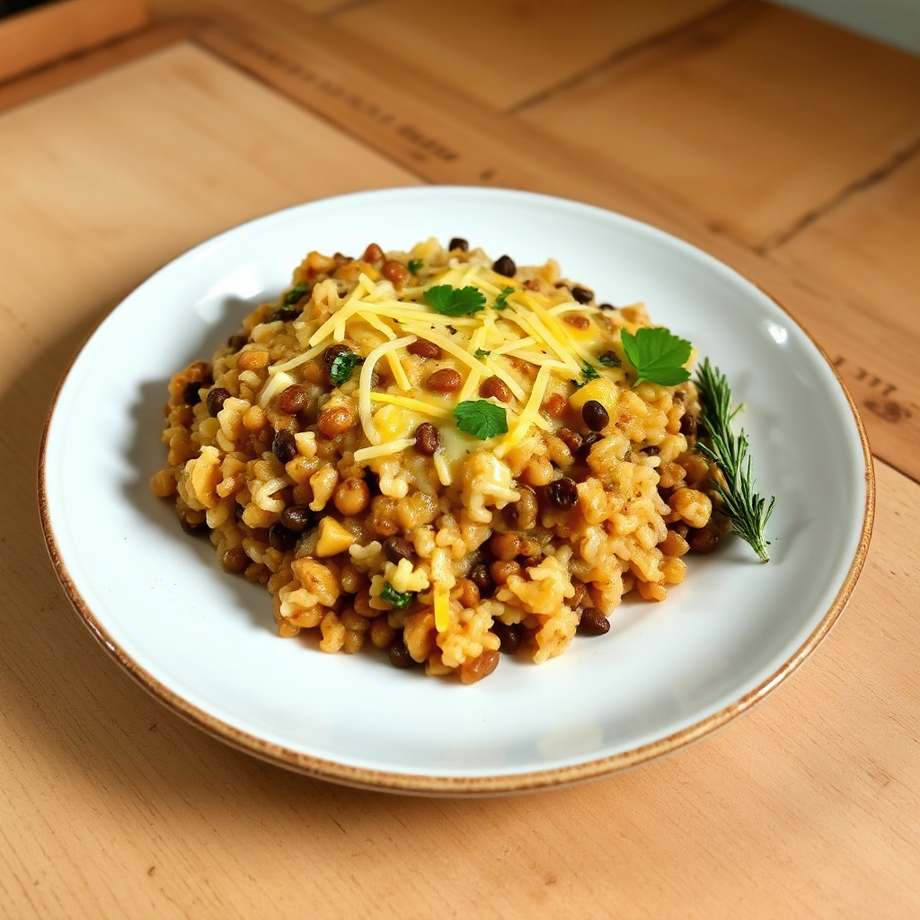 Cheesy Lentil and Rice Bake