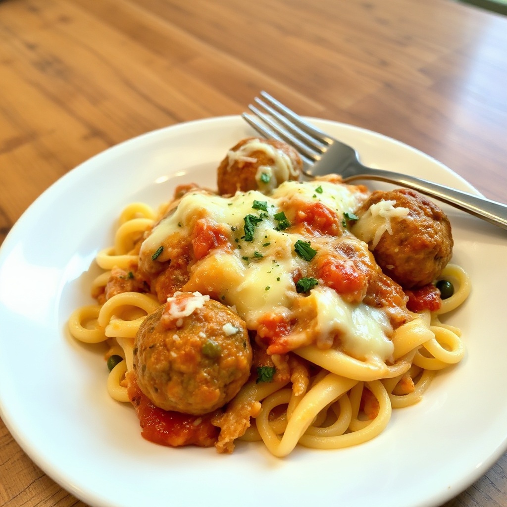 Cheesy Baked Rigatoni with Turkey Meatballs