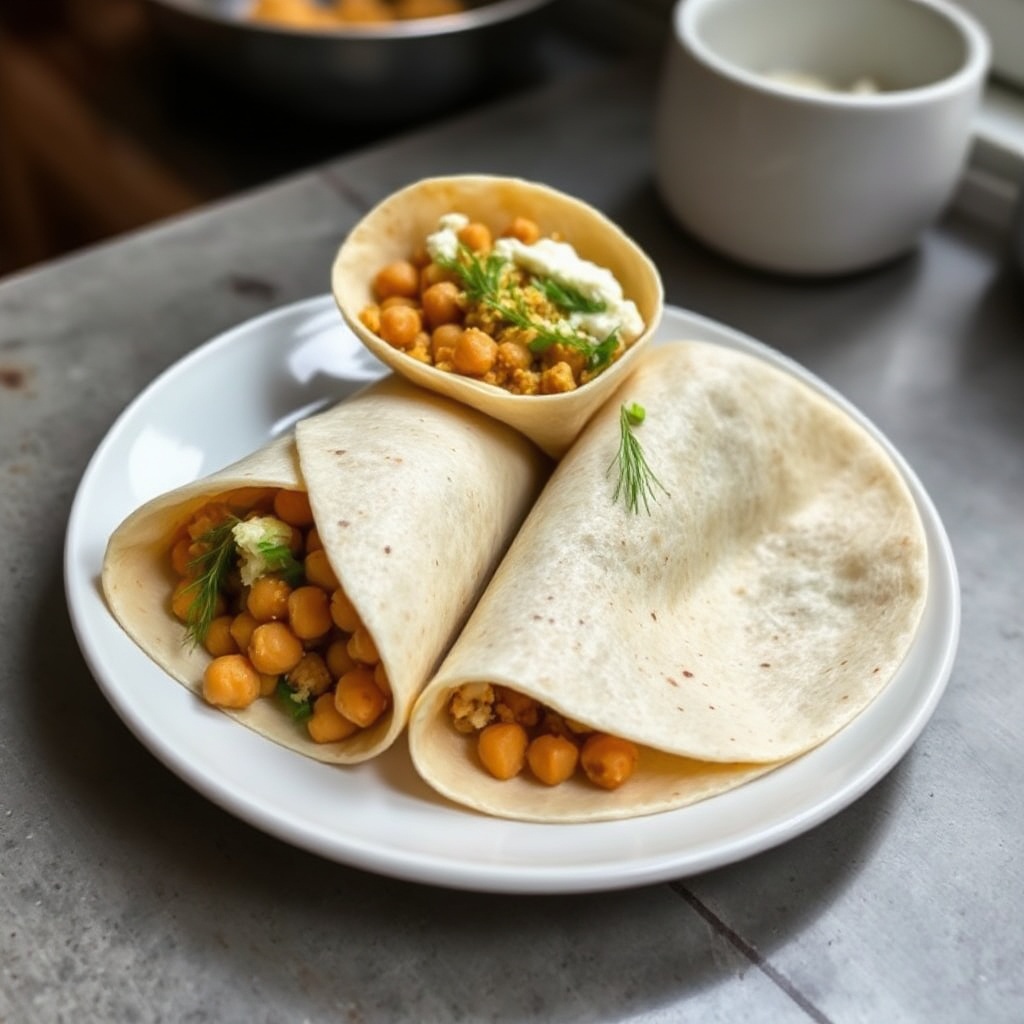 Herzhafte Kichererbsenaufstrich-Wraps