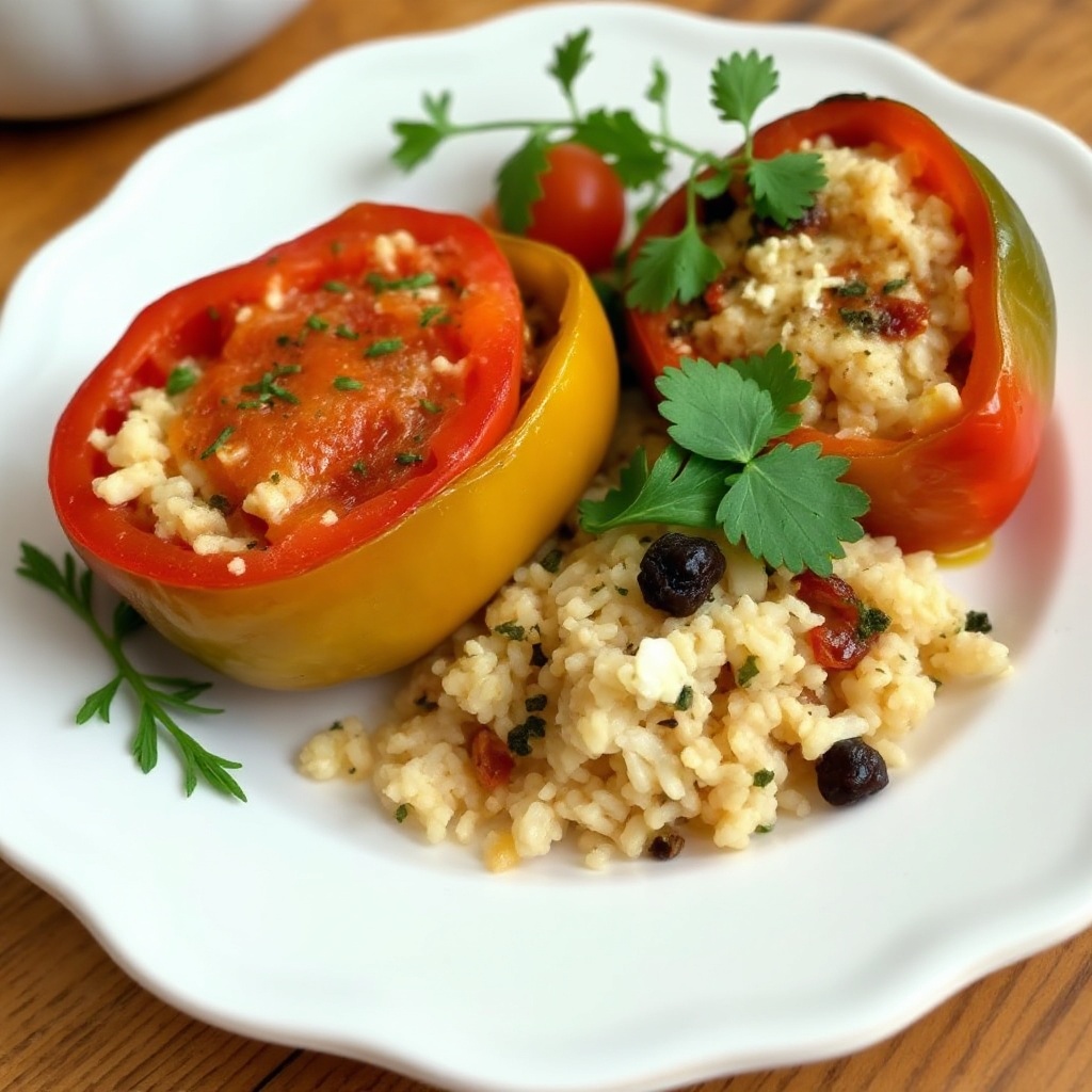 Griechisch gefülltes Gemüse mit Reis und Kräutern