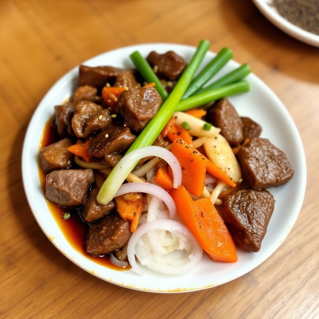 Scharfes Asiatisches Rindfleisch-Pfannengericht