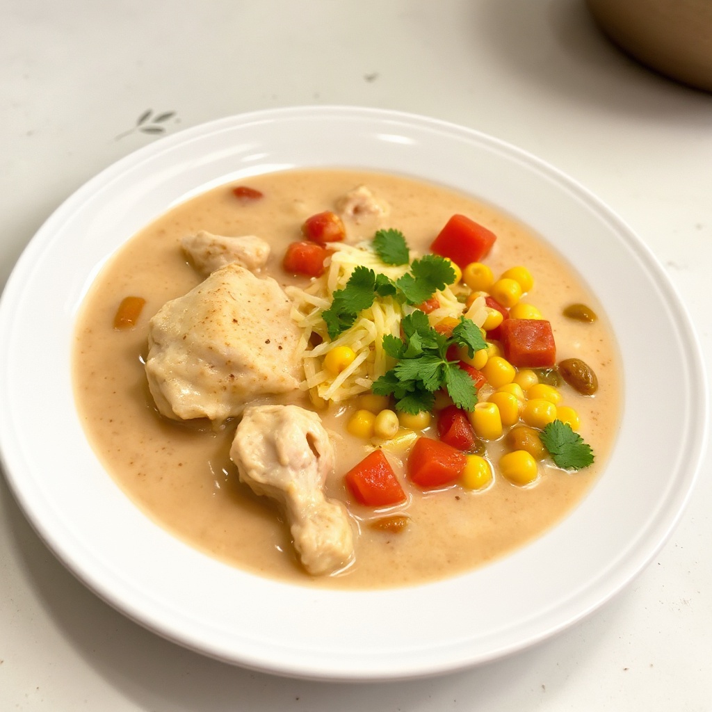Cremige mexikanische Hühner- und Maissuppe