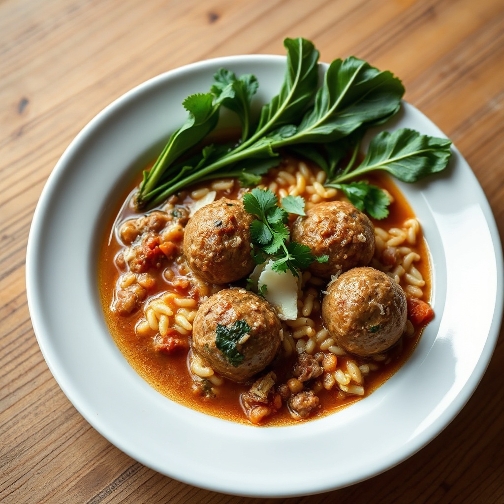 Herzhafter italienischer Fleischbällchensuppe